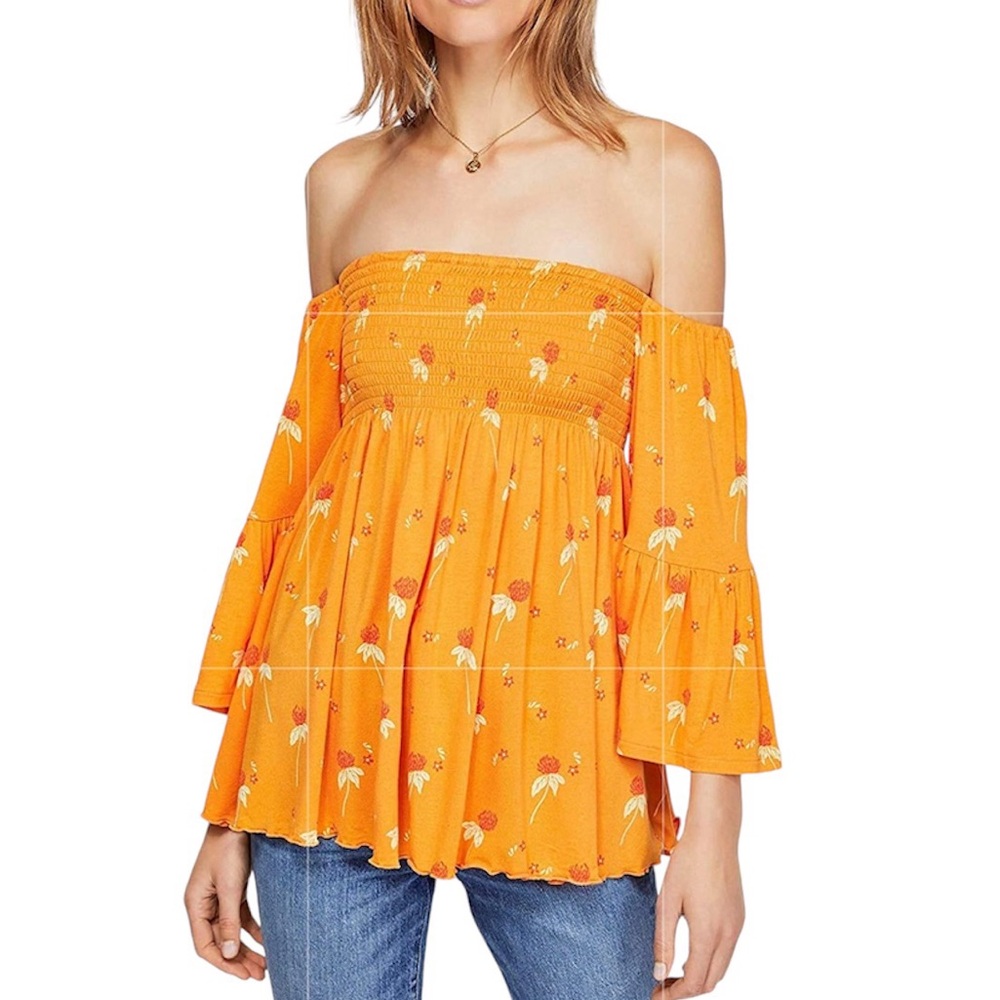 Free People Lana Tunic in Orange Floral NWOT